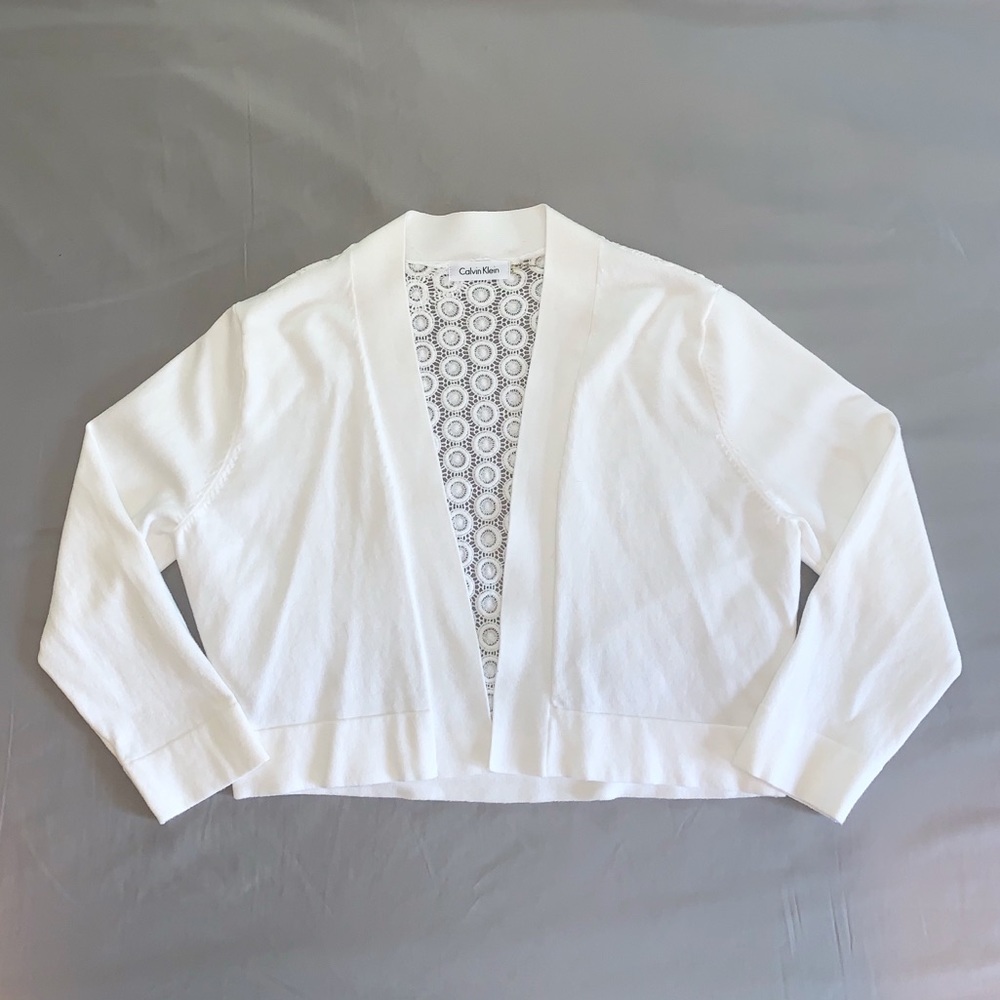 Calvin Klein: 3/4 Sleeve, Lace Back Cardigan